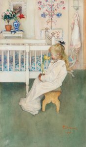 Lisbeth sárga tulipánnal alkotó: Carl Larsson